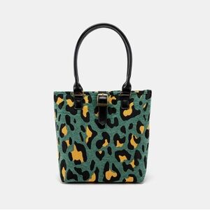 Elegant Green and Black Leopard Tote